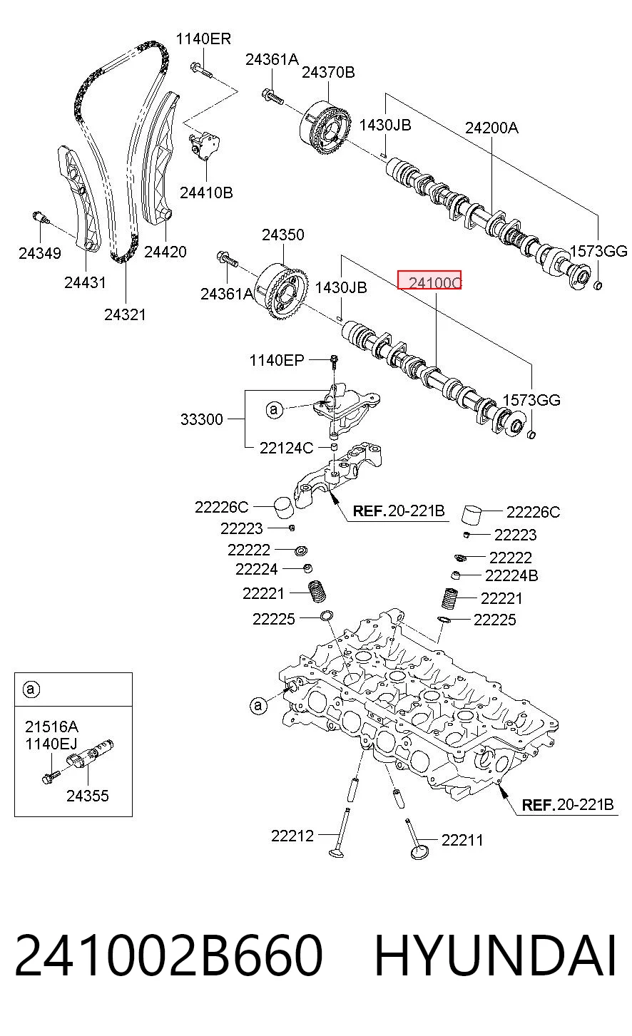 241002B660 Hyundai/Kia Wał rozrządu silnika ssący, dolotowy