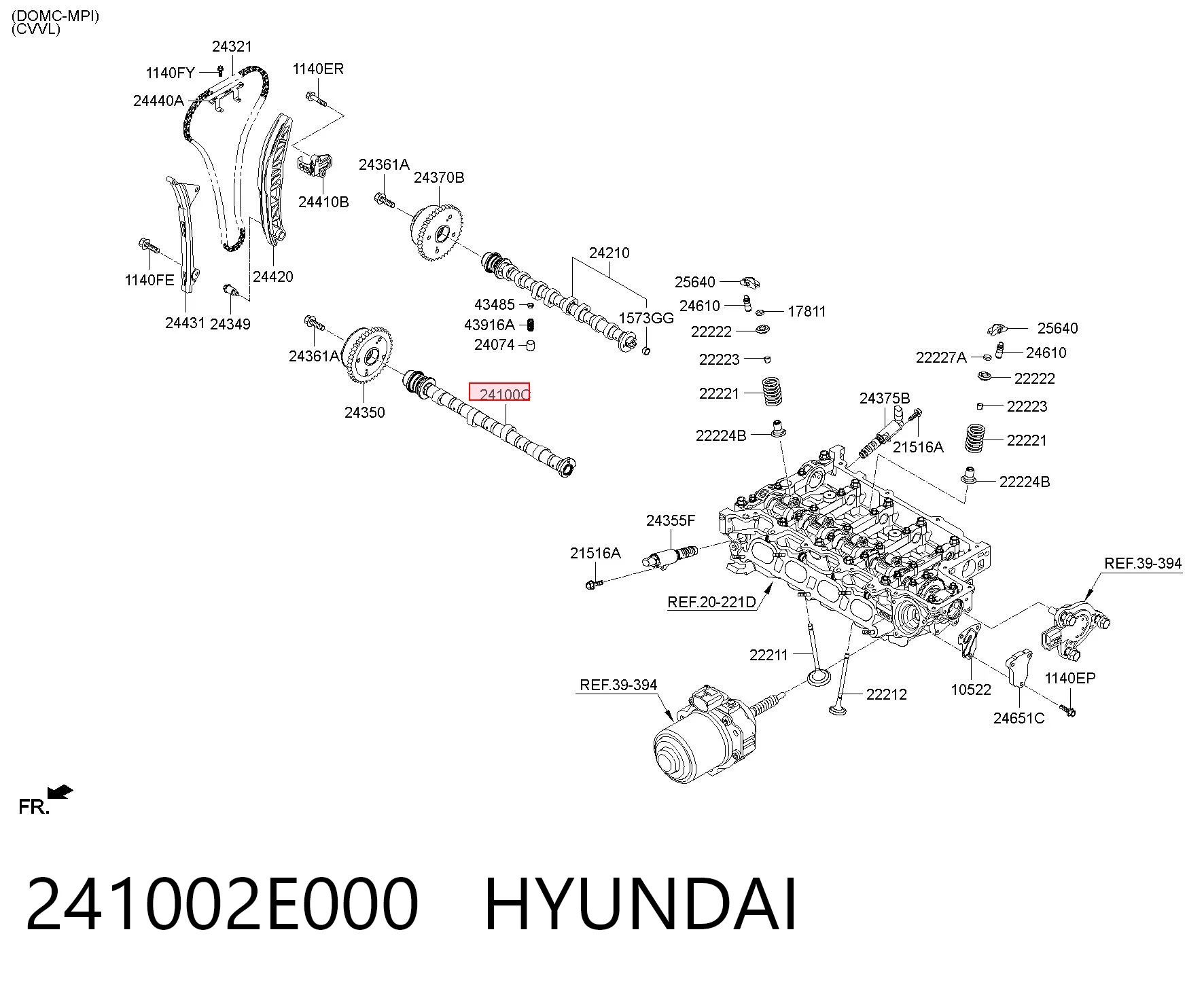 241002E000 Hyundai/Kia Wał rozrządu silnika ssący, dolotowy
