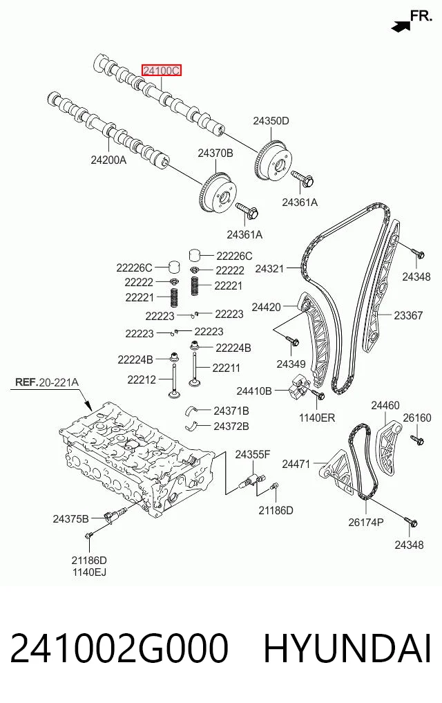 241002G000 Hyundai/Kia Wał rozrządu silnika ssący, dolotowy