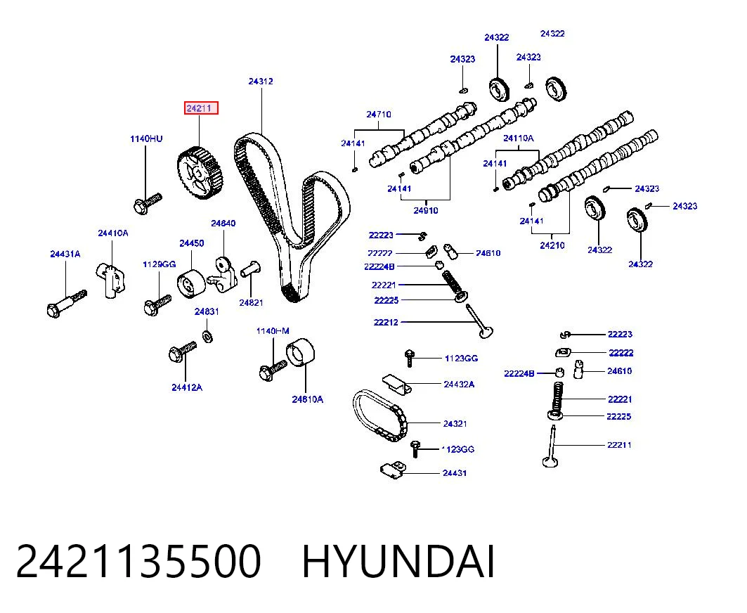 Koło zębatewalcowe wałka rozrządu silnika do Hyundai Tucson I JM