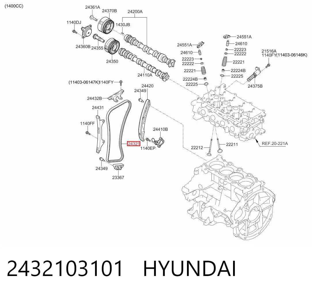 2432103101 Hyundai/Kia Łańcuch rozrządu