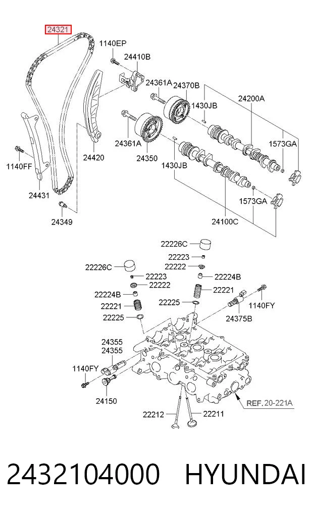 2432104000 Hyundai/Kia Łańcuch rozrządu