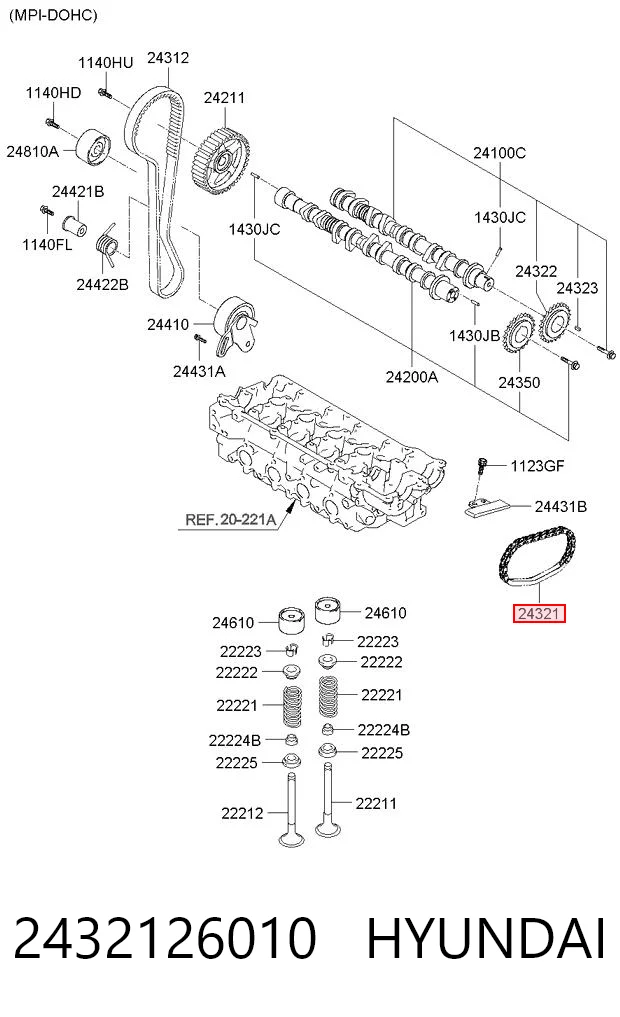 2432126010 Hyundai/Kia Łańcuch rozrządu