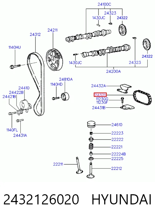 Łańcuch rozrządu Hyundai Accent I sedana (1994 - 2001) cena, od 14,59 USD