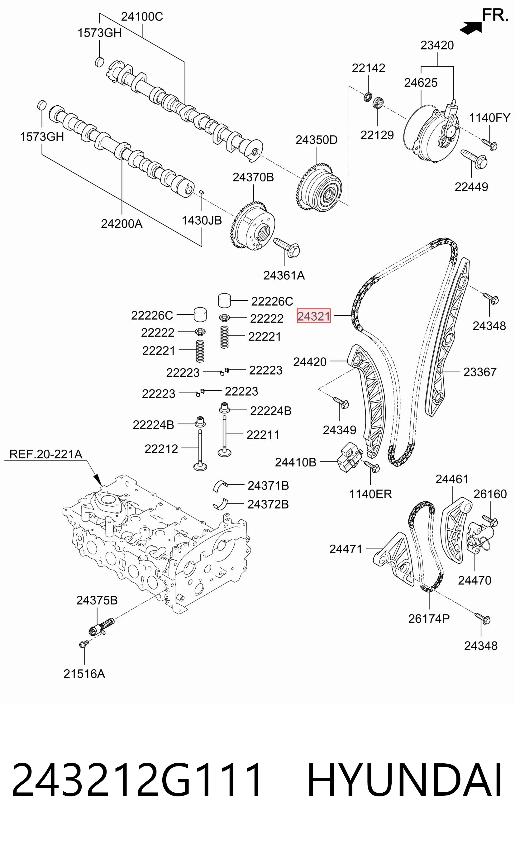 243212G111 Hyundai/Kia Łańcuch rozrządu