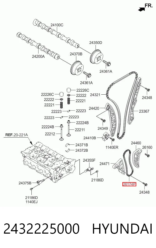 2432225000 Hyundai/Kia Łańcuch pompy oleju