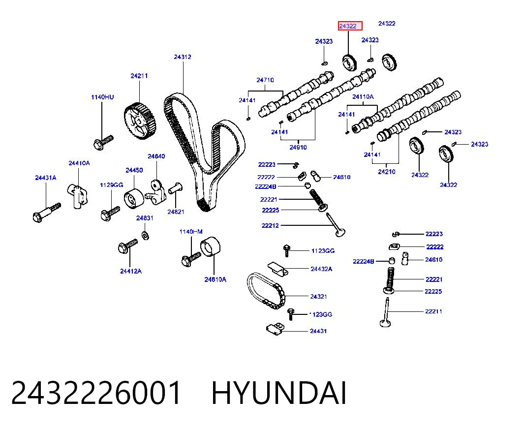 Koło zębatewalcowe wałka rozrządu silnika do Hyundai Coupe II GK