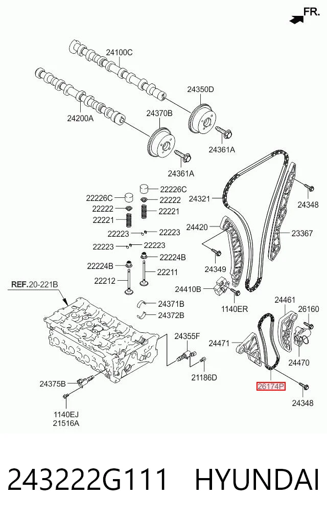 243222G111 Hyundai/Kia Łańcuch pompy oleju
