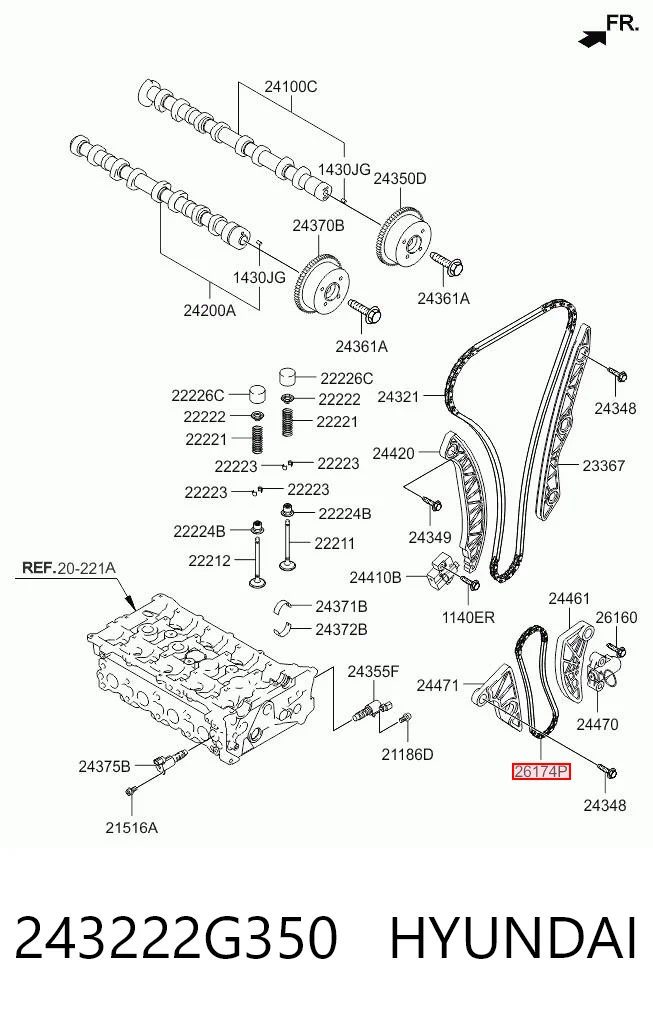 243222G350 Hyundai/Kia Łańcuch pompy oleju