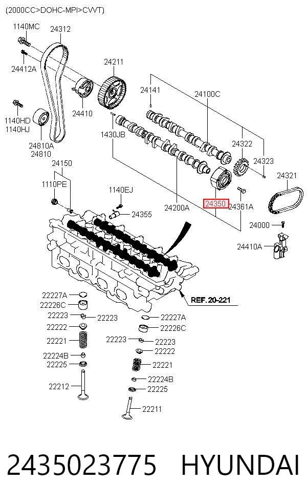 2435023775 Hyundai/Kia Koło zębate walcowe wału rozrządu silnika, dolotowego (ssącego)