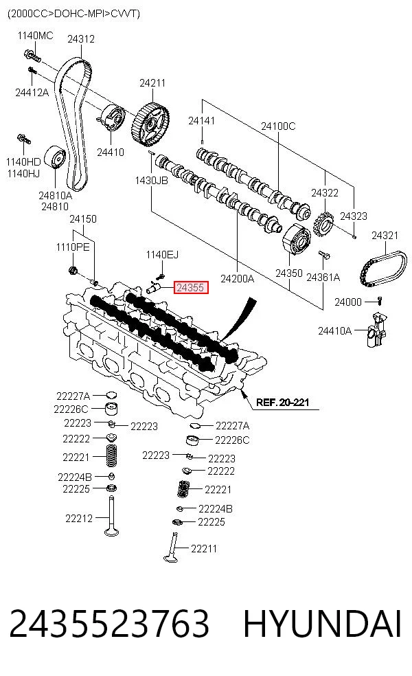 2435523763 Hyundai/Kia Zawór regulacji ciśnienia oleju