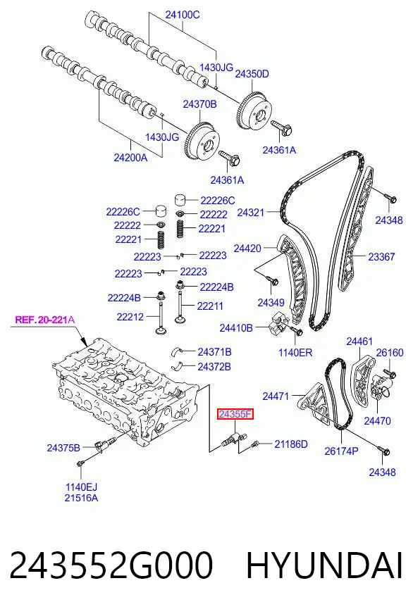 243552G000 Hyundai/Kia Zawór elektromagnetyczny faz rozrządu