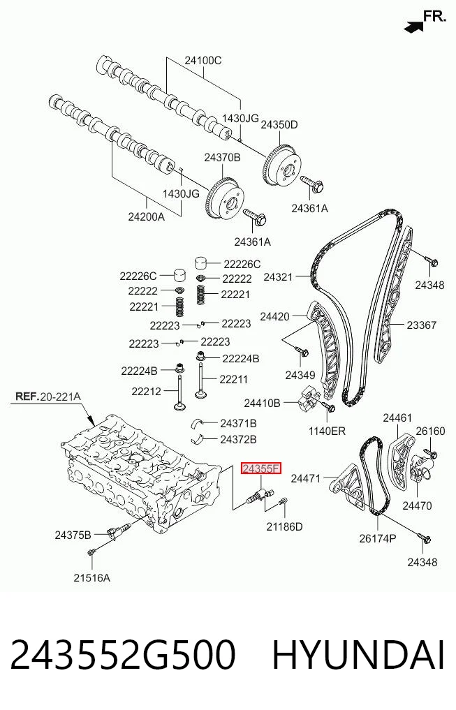 243552G500 Hyundai/Kia Zawór regulacji ciśnienia oleju