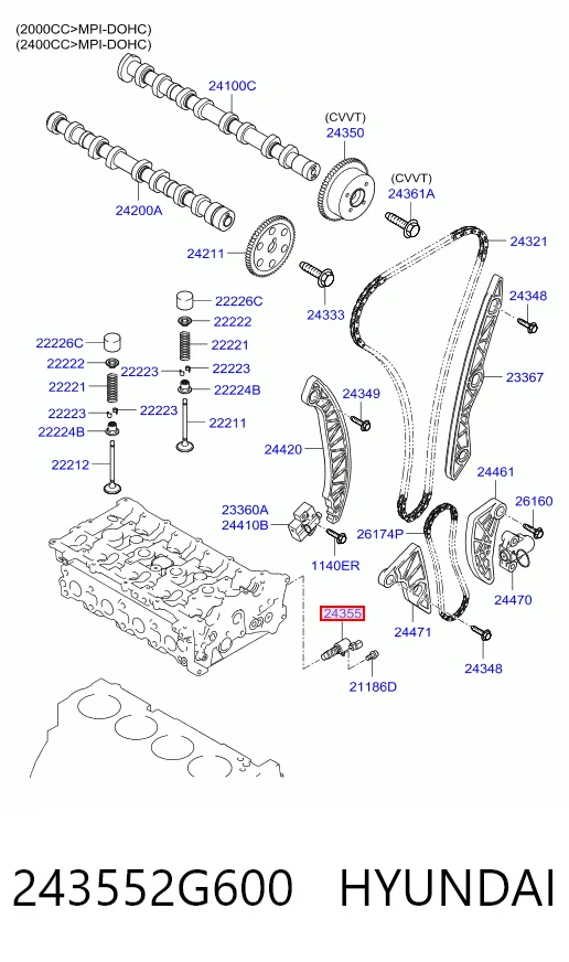 243552G600 Hyundai/Kia Zawór regulacji ciśnienia oleju