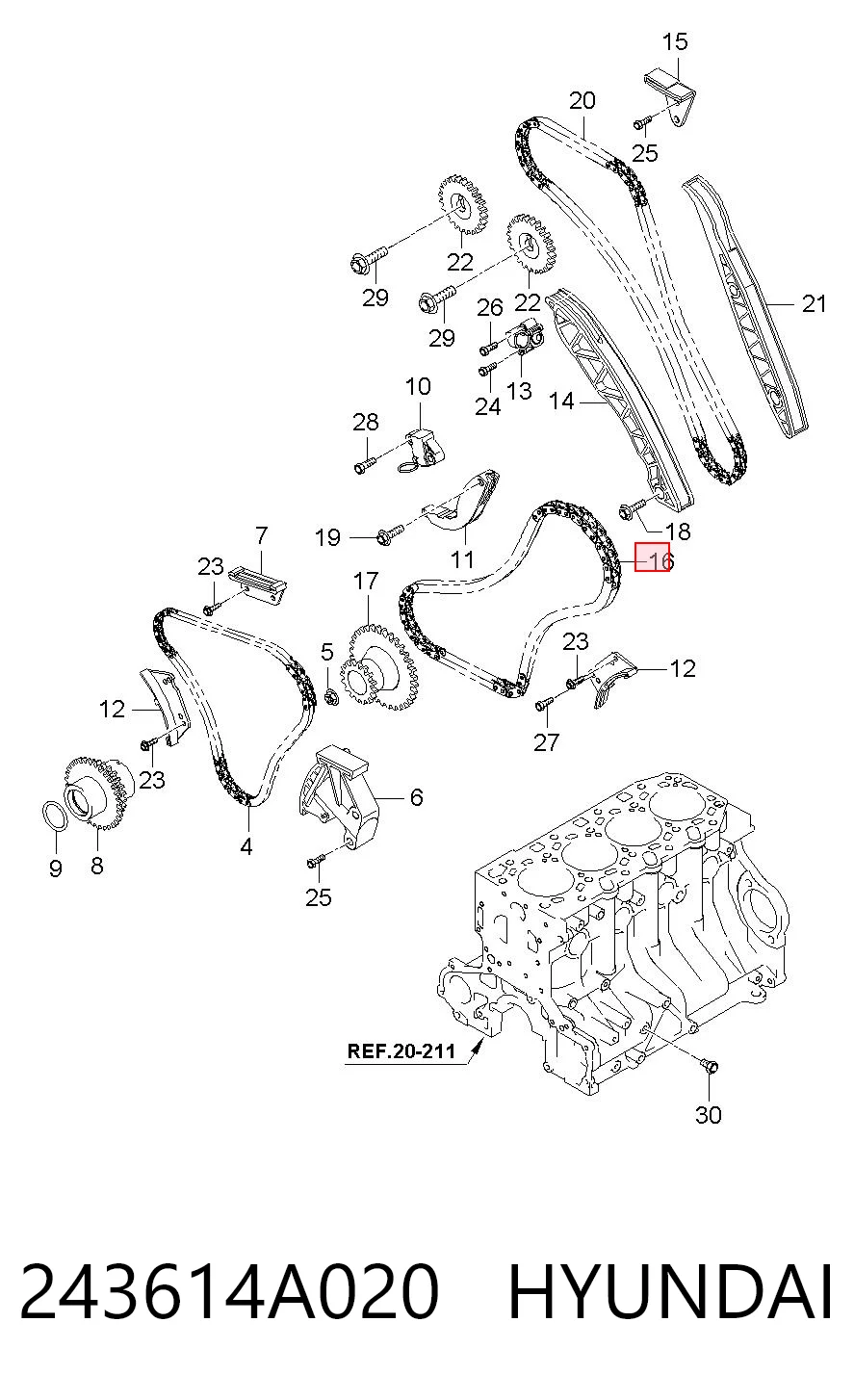 243614A020 Hyundai/Kia Łańcuch rozrządu