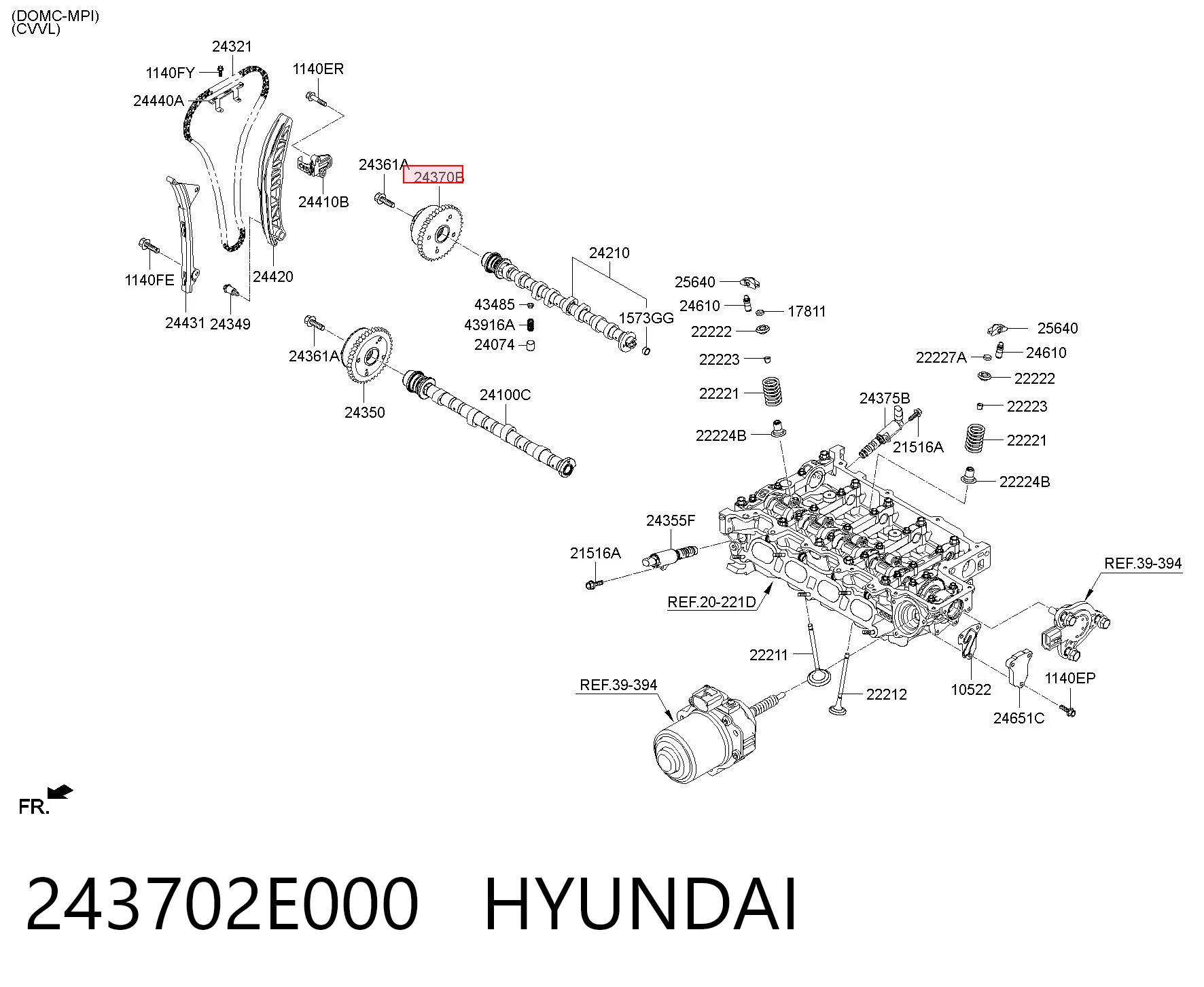 243702E000 Hyundai/Kia Koło zębate walcowe wałka rozrządu wydechowego