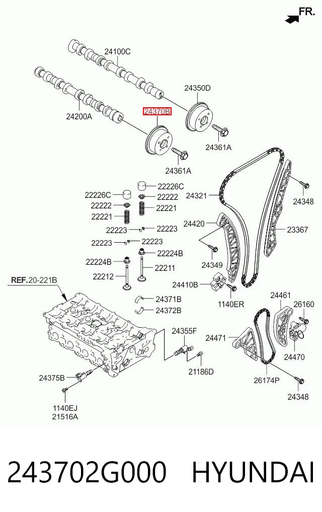 243702G000 Hyundai/Kia Koło zębate walcowe wałka rozrządu wydechowego