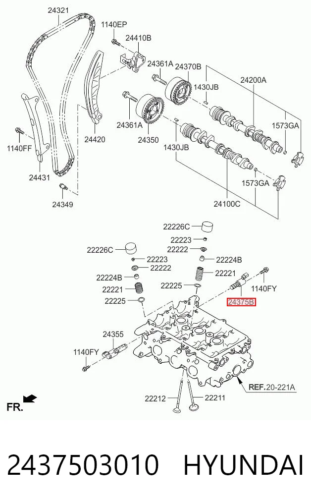 2437503010 Hyundai/Kia Zawór regulacji ciśnienia oleju