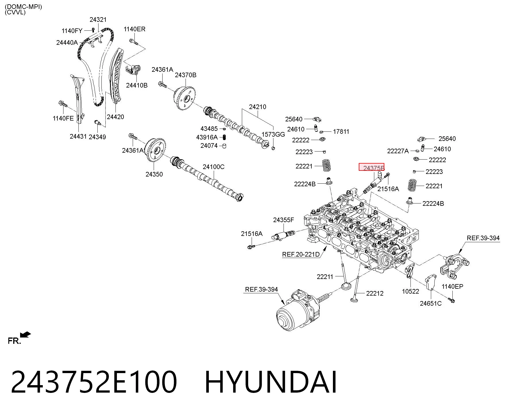 243752E100 Hyundai/Kia Zawór elektromagnetyczny położenia (faz) wałka rozrządu prawy