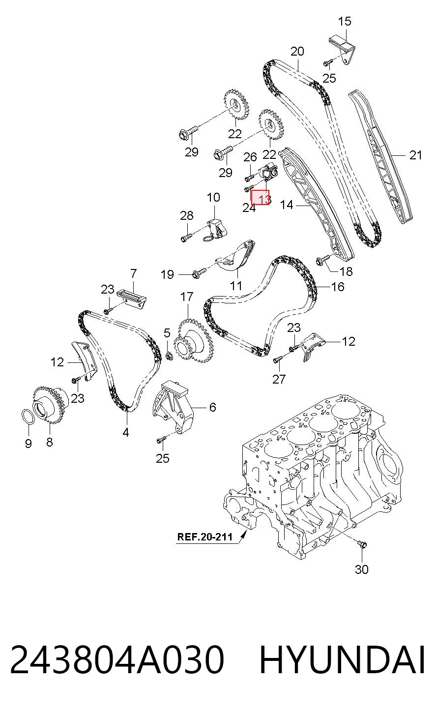 243804A030 Hyundai/Kia Napinacz łańcucha rozrządu