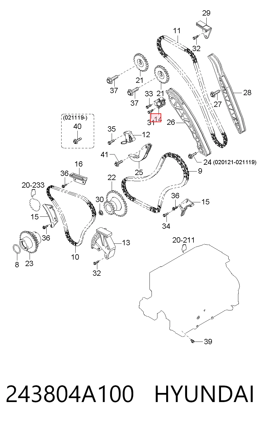 243804A100 Hyundai/Kia Napinacz łańcucha rozrządu
