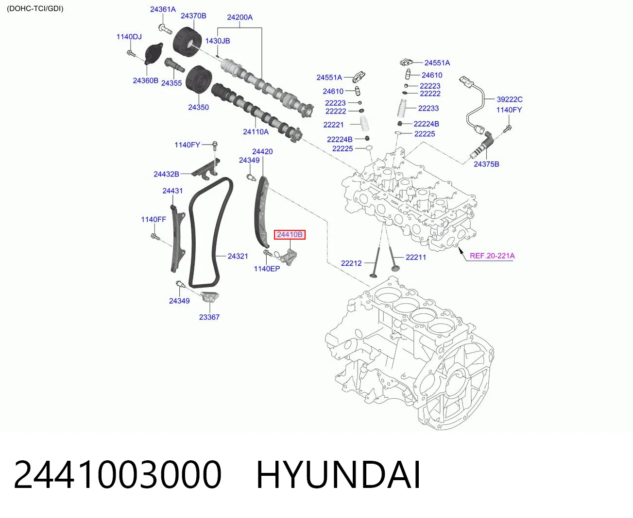 2441003000 Hyundai/Kia Napinacz łańcucha rozrządu