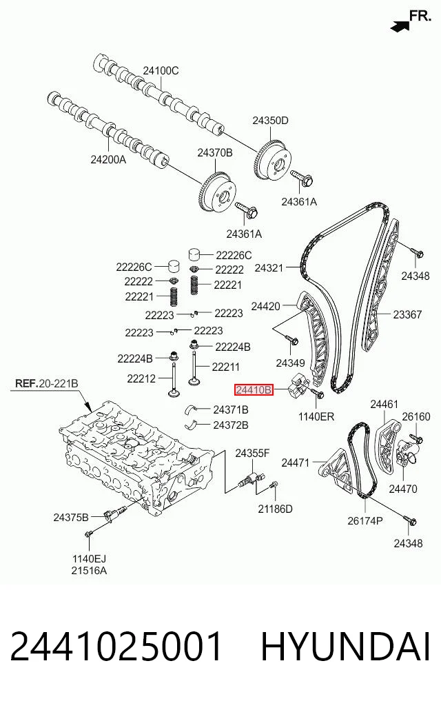 2441025001 Hyundai/Kia Napinacz łańcucha rozrządu