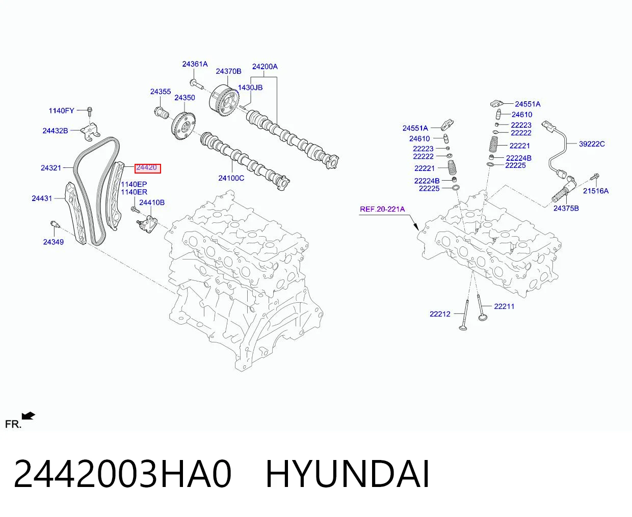 2442003HA0 Hyundai/Kia Tłumik drgań łańcucha rozrządu, prawy