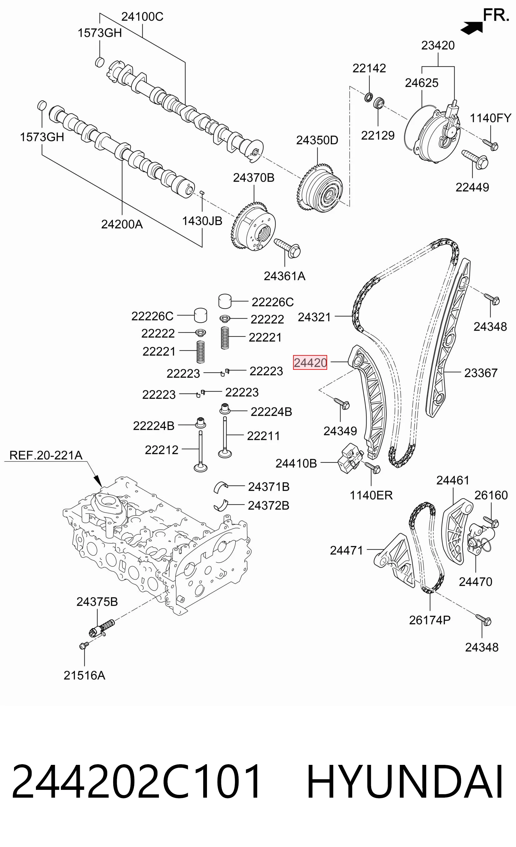 244202C101 Hyundai/Kia Prowadnica napinacza łańcucha rozrządu