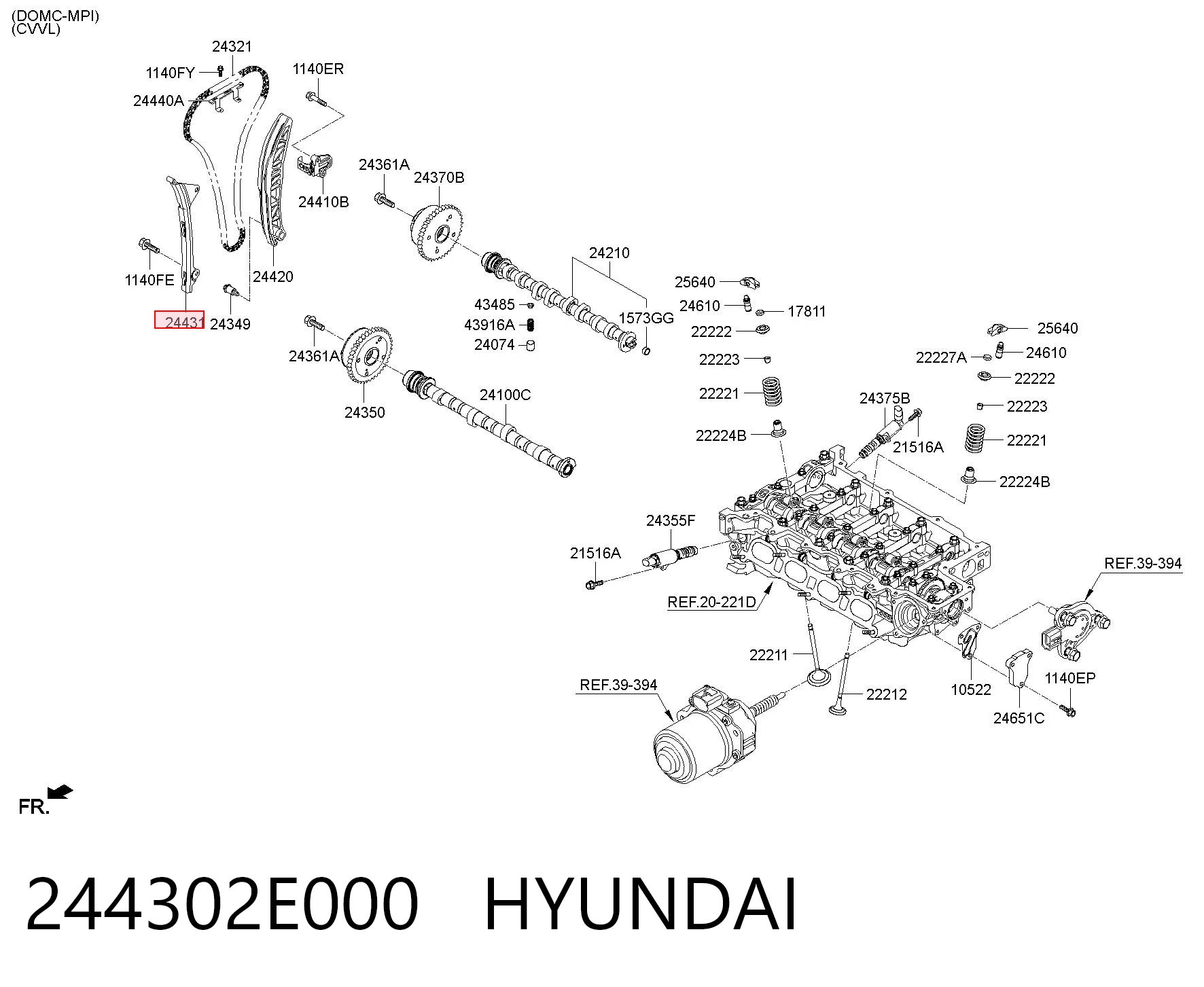 244302E000 Hyundai/Kia Tłumik drgań łańcucha rozrządu, lewy