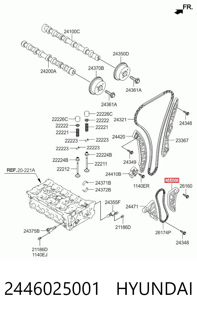 2446025001 Hyundai/Kia Napinacz łańcucha pompy oleju