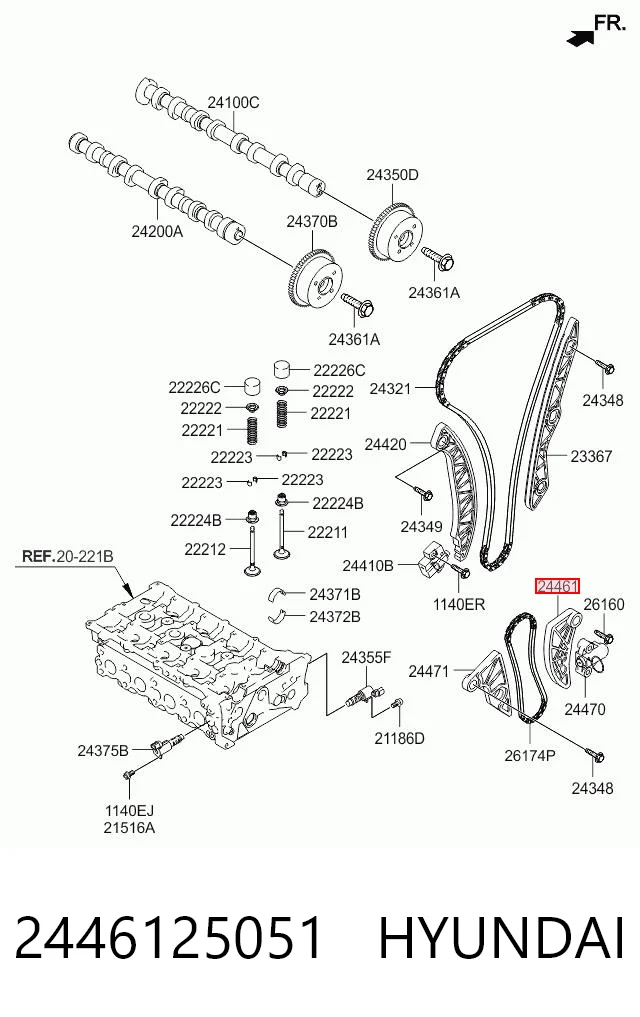 2446125051 Hyundai/Kia Napinacz łańcucha pompy oleju