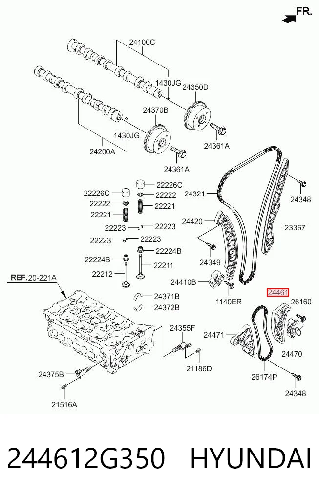 244612G350 Hyundai/Kia Łańcuch pompy oleju, zestaw
