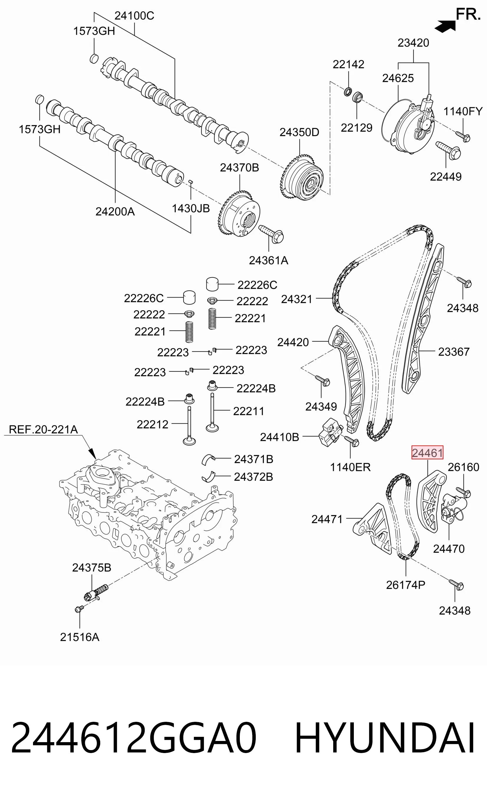 244612GGA0 Hyundai/Kia Tłumik drgań łańcucha pompy oleju