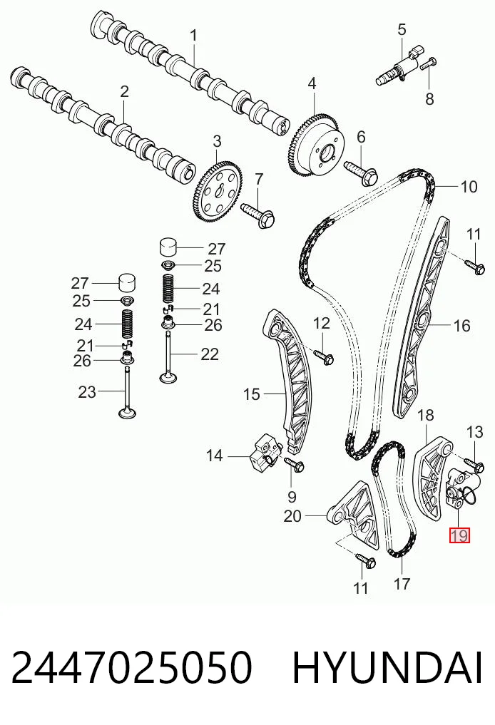 2447025050 Hyundai/Kia Napinacz łańcucha pompy oleju