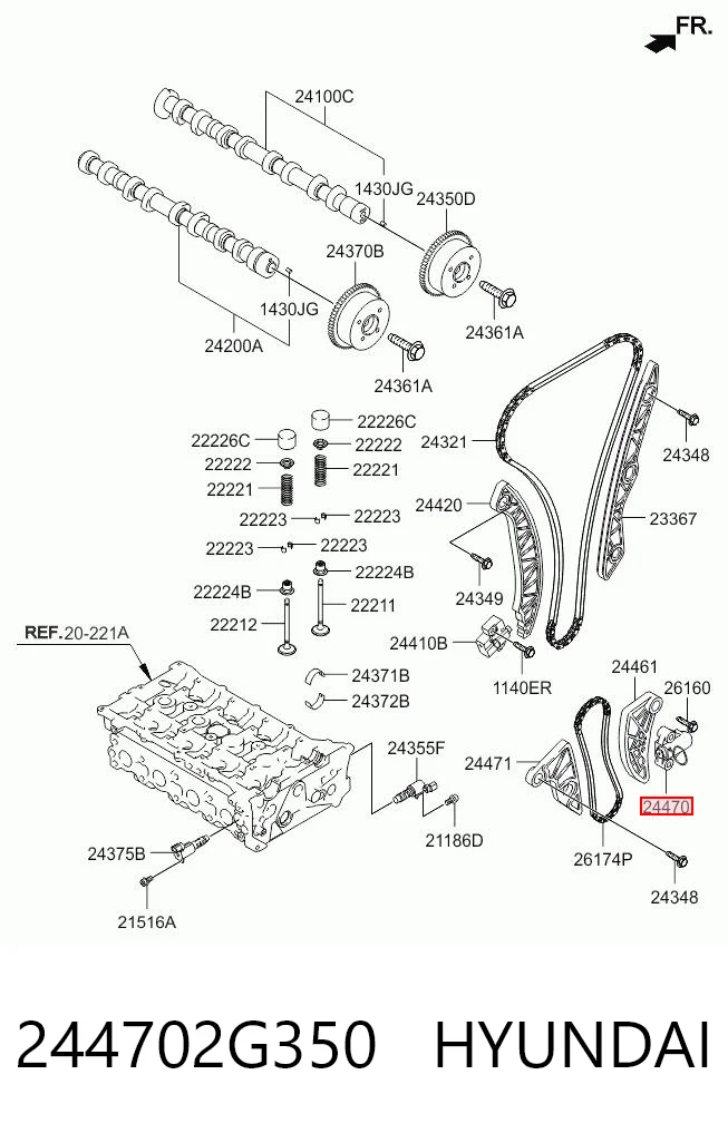 244702G350 Hyundai/Kia Łańcuch pompy oleju, zestaw