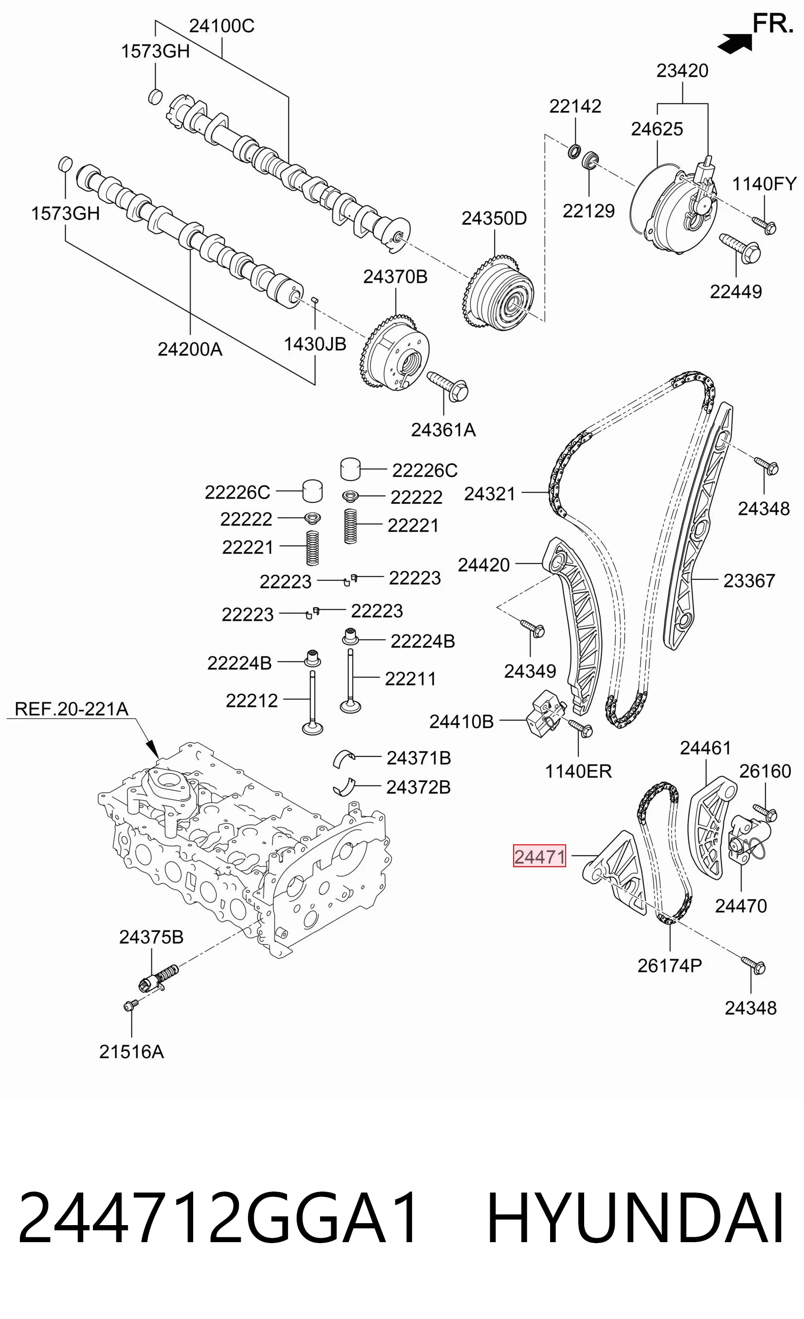 244712GGA1 Hyundai/Kia Tłumik drgań łańcucha pompy oleju