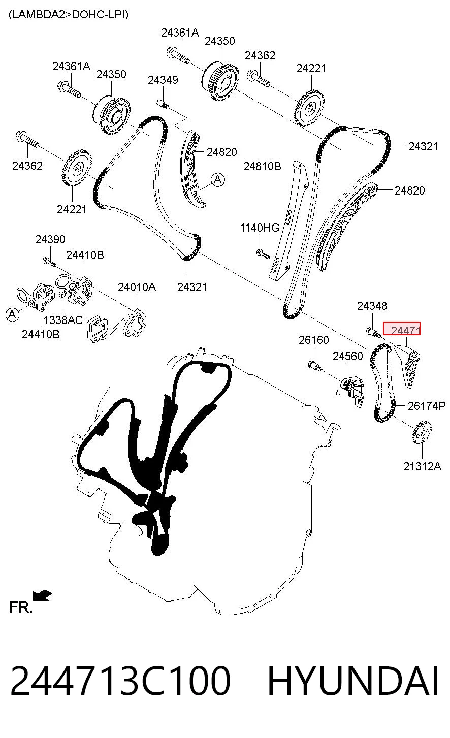 244713C100 Hyundai/Kia Tłumik drgań łańcucha pompy oleju