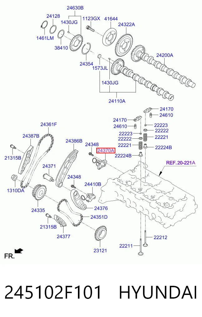 245102F101 Hyundai/Kia Napinacz łańcucha wałków rozrządu