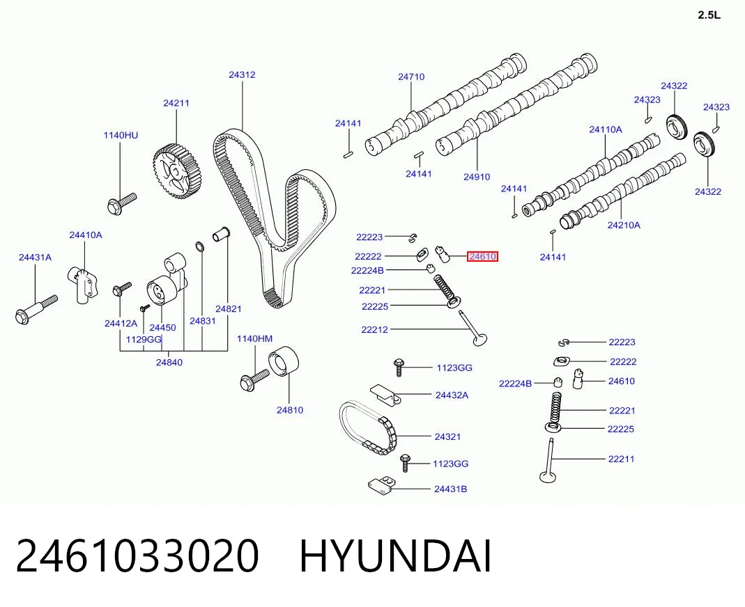 2461033020 Hyundai/Kia Kompensator hydrauliczny (popychacz hydrauliczny), popychacz zaworu