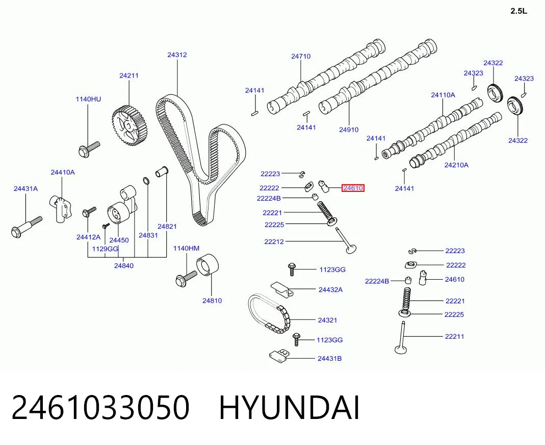 2461033050 Hyundai/Kia Kompensator hydrauliczny (popychacz hydrauliczny), popychacz zaworu