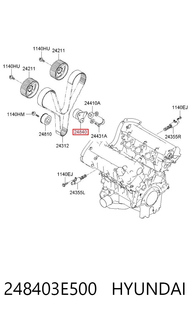 248403E500 Hyundai/Kia Rolka napinacza paska rozrządu