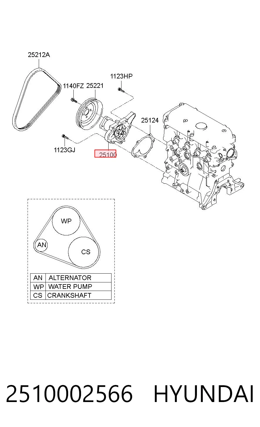 2510002566 Hyundai/Kia Pompa chłodząca wodna
