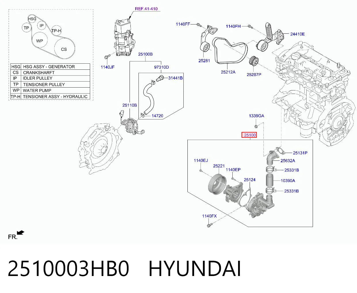 2510003HB0 Hyundai/Kia Pompa chłodząca wodna
