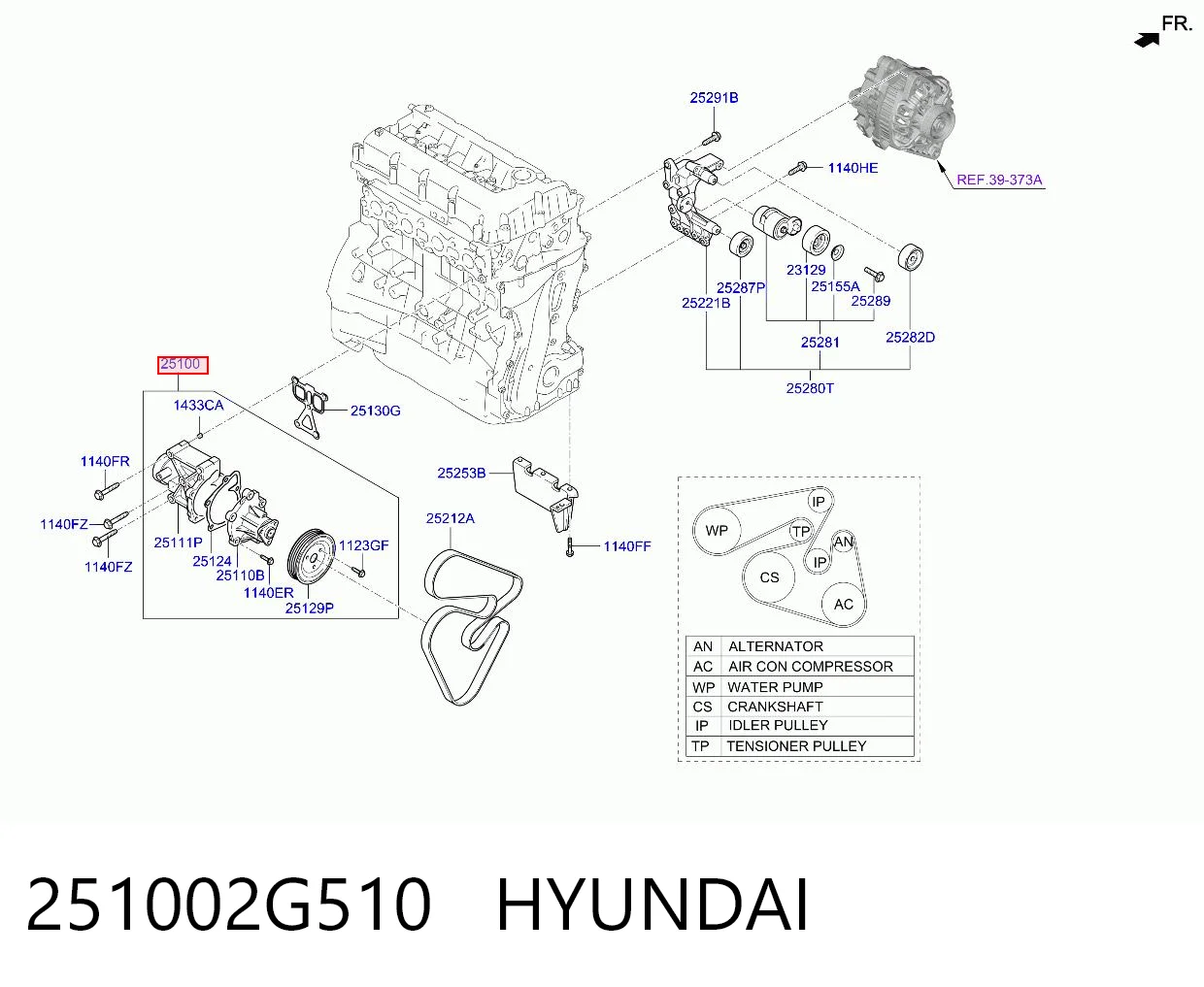 251002G510 Hyundai/Kia Pompa chłodzenia wodą, w komplecie z obudową