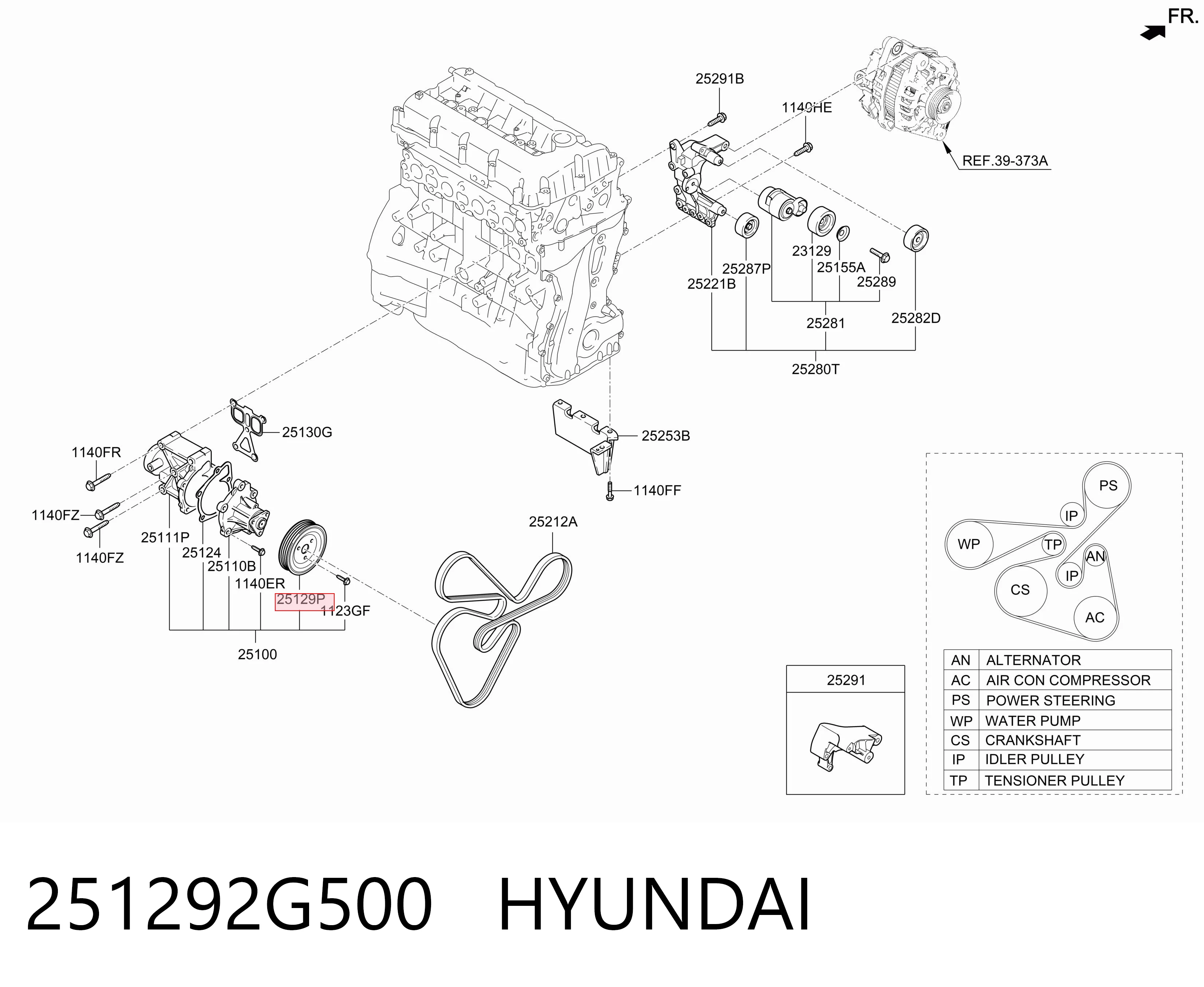 Koło pasowe pompy wodnej do Hyundai Santa Fe III DM