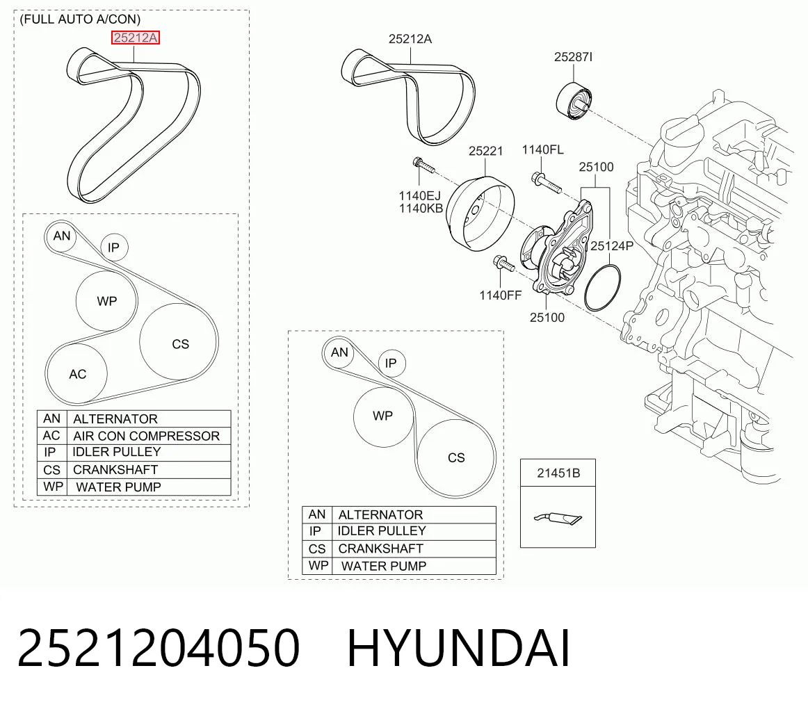 2521204050 Hyundai/Kia Pas napędowy mechanizmów