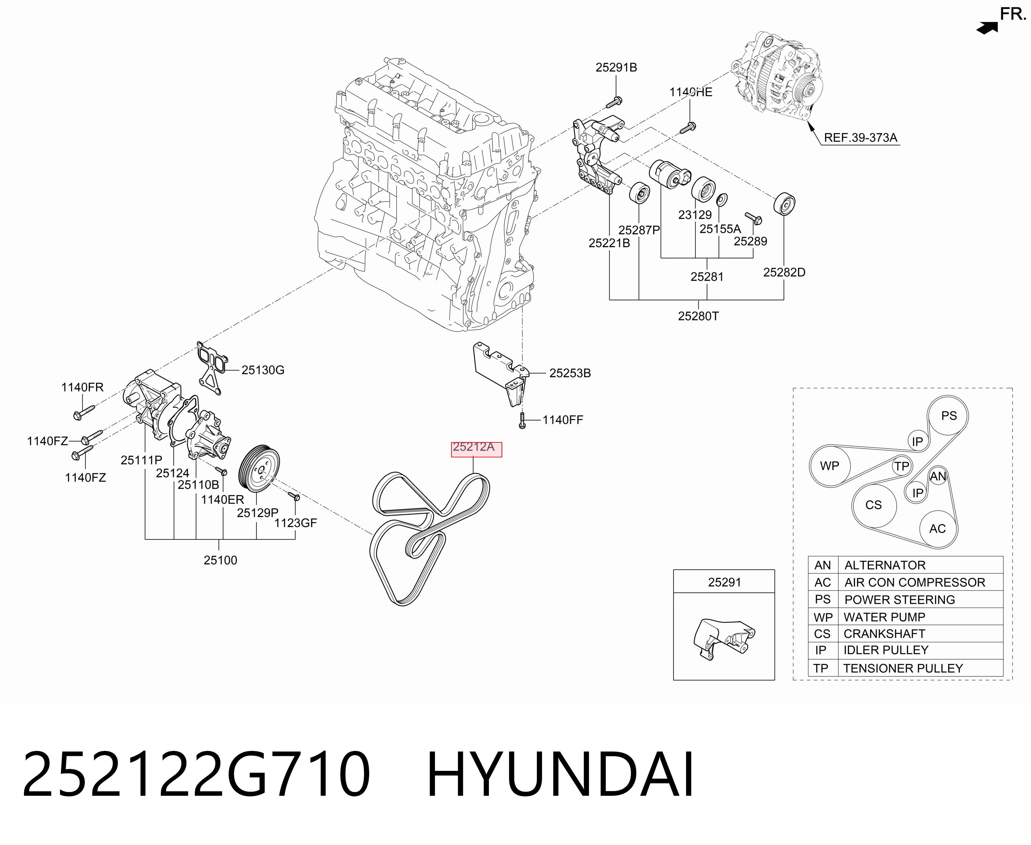 252122G710 Hyundai/Kia Pas napędowy mechanizmów