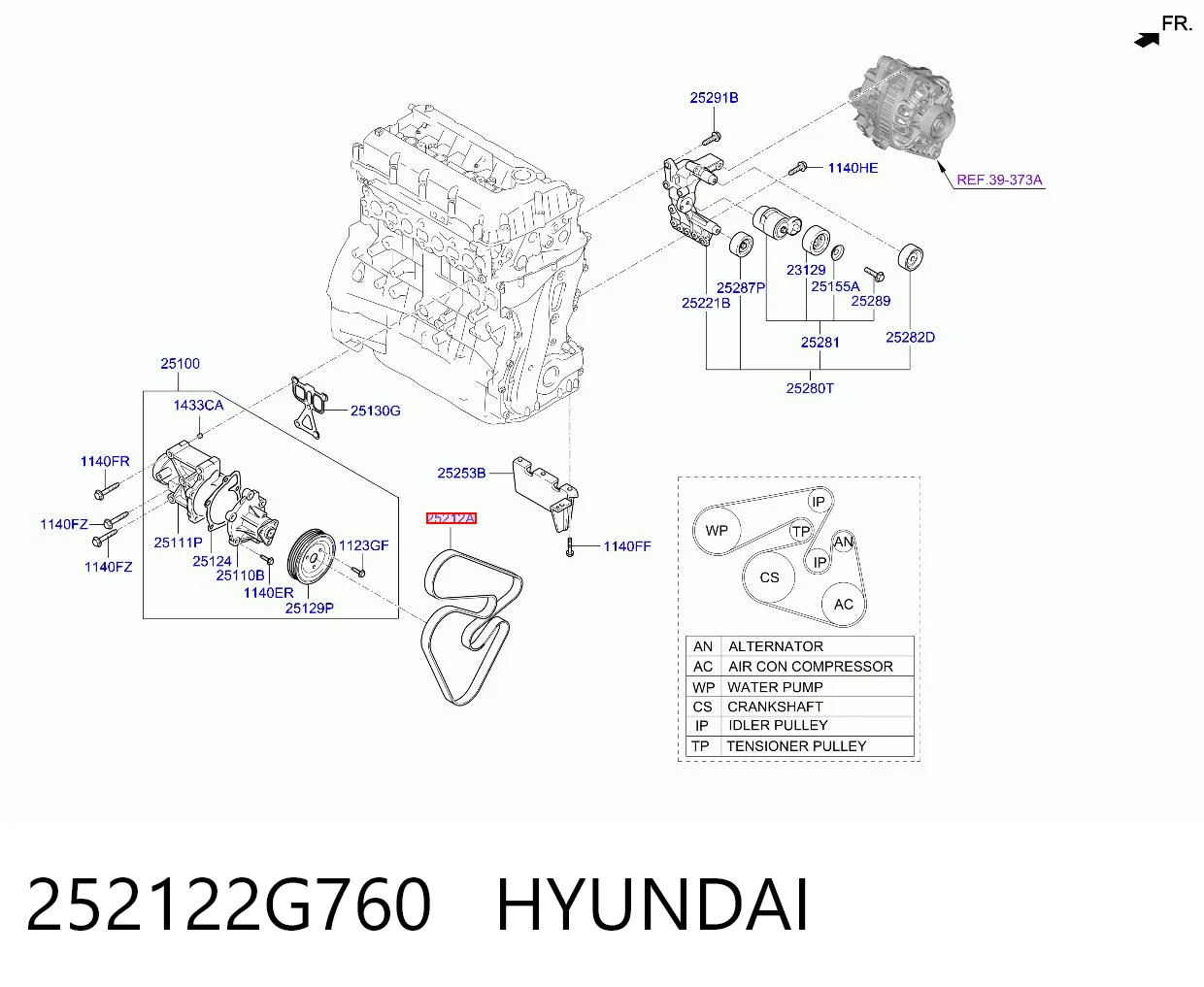 252122G760 Hyundai/Kia Pas napędowy mechanizmów