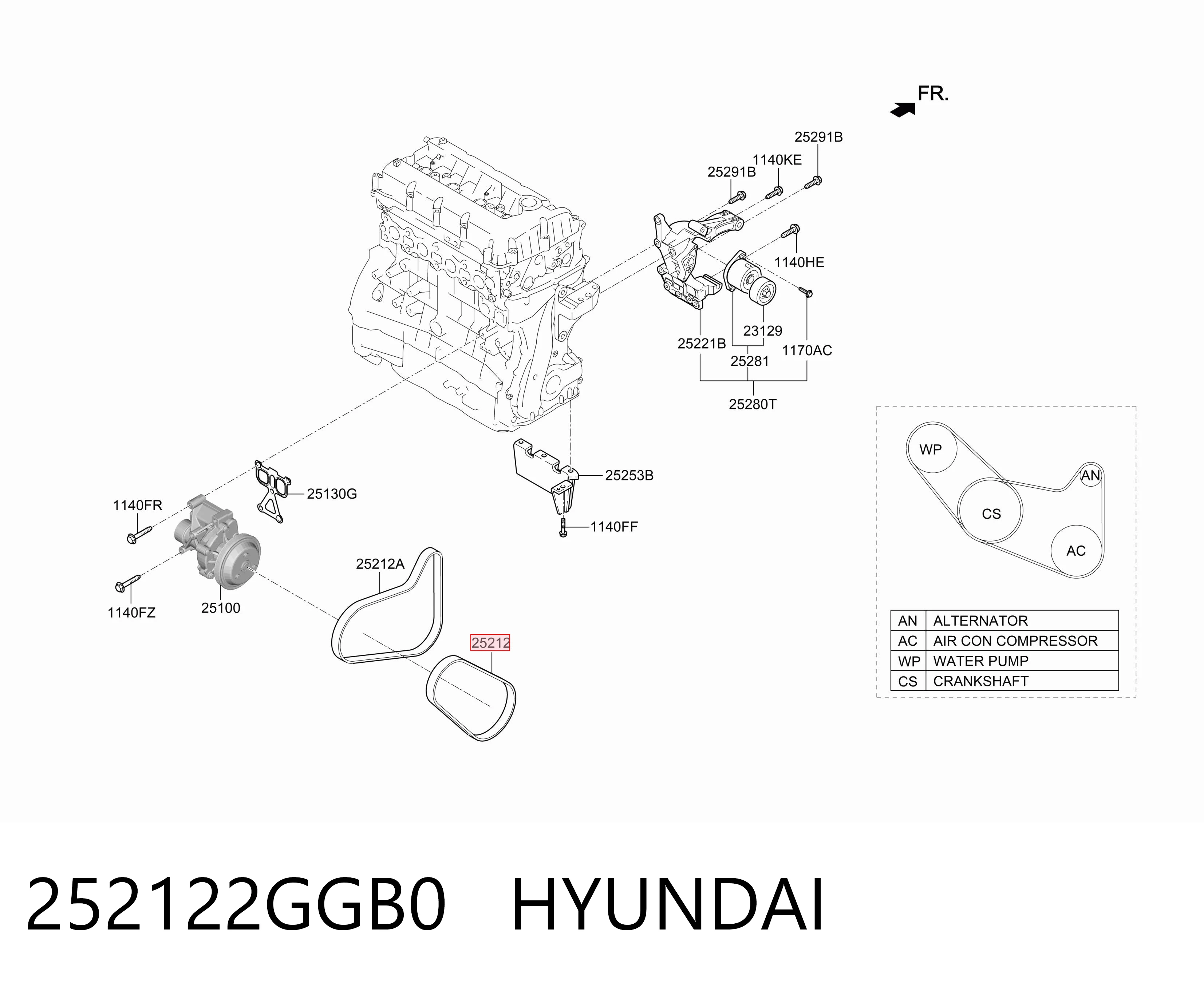 252122GGB0 Hyundai/Kia Pas napędowy mechanizmów